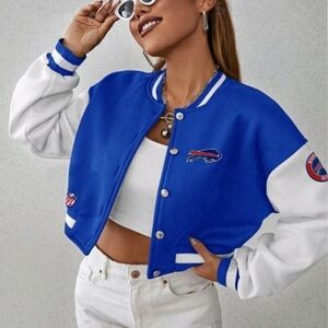 NEW cropped Buffalo Bill logo patch varsity jacket bomber jacket